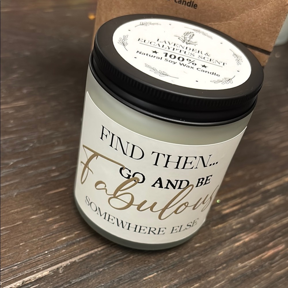 Jar Candle with Black Lid and Label Going Away Present
